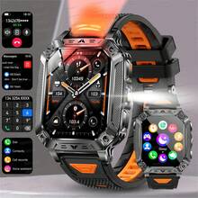 KENPANG GUHUAVMI Smartwatch da 2,01" per uomo, per sport all'aperto, batteria super grande da 1400mAh, torcia LED, torcia SOS, oltre 100 modalità sportive, contapassi, distanza, consumo di calorie, tracker fitness, chiamate Bluetooth, assistente vocale, promemoria, impermeabile IP68, adatto per iOS e Android, regalo ideale per Natale e San Valentino - Multicolore - Visualizzare 19