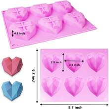 Heart Shaped Silicone Mold, 3D Diamond Heart Chocolate Mold, Soap Mold, Silicone Cake Mold, Mousse Mold, Birthday Wedding Gift - Multicolor - View 2