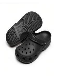 Chanclas de EVA Premium para Hombre con Agujeros Ventiladores Integrados - Talón de 3,7 cm (1,46 Pulgadas) Ultra Ligero y Suave, Suela Antideslizante con Agarre Reforzado y Secado Instantáneo, Máxima Comodidad Sin Ruido, Antiodorantes y Anti-Suciedad, Mantenimiento Sencillo, Diseño Minimalista Moderno Ideal para Hogar, Calle y Playa (Uso Duradero a Largo Plazo) - Negro - Ver 3