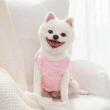 1pc LANGXINGCS Pet Clothes, Warm Fluffy Dog Clothes For Winter, Leash Ring Cute Heart Cat/Dog Vest, Pet Supplies Suitable For Medium & Small Cats And Dogs - Khaki - View 8