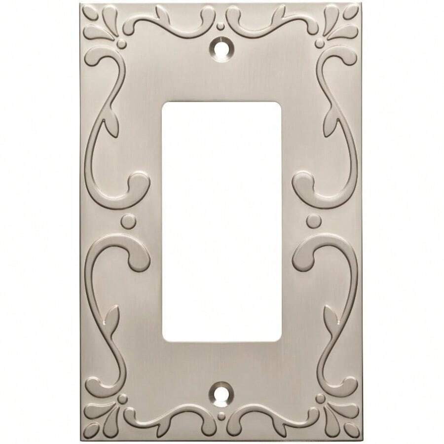 toma de corrienteFranklin Brass Classic Lace 1 unidad tapa decorativa para interruptor de luz níquel cepillado placa de pared de 1 banda protector de toma de corriente eléctrica W35072-SN-C - NquelSatinado - Ver 1