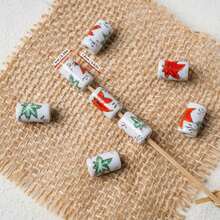 5pcs Delicate Hand-Painted Maple Leaf Series Ceramic Beads, Suitable For DIY Bracelets, Necklaces, Earrings, Phone Straps, Bag Charms, Jewelry Accessories, Loose Beads - Multicolor - View 7