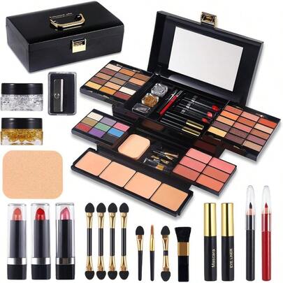 MX Paleta De Maquillaje Para Sombra De Ojos combinación con sombra de ojos Colorete facial Cejas en polvo Delineador de ojos Lápiz Espejo Kit de maquillaje todo en uno para mujer Kit completo