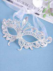 1pc Rhinestone Half Face Mask Women Masquerade Eye Mask Shiny Rhinestone Metal Mask For Party Prom Masquerade Ball Bridal Cosplay Events,Valentine's Day Costume - Multicolor - View 14