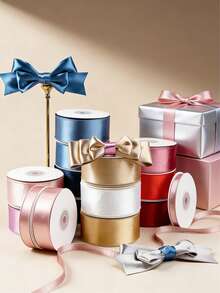 High Quality Double-Sided Shiny Satin Ribbon, Multi-Color Satin Ribbon, Silver Satin Ribbon, Suitable For DIY Hair Accessories, Floral Craft Gift Packaging, Pressed Flower Ribbon Edging, Bow Hair Accessories And Decorative Ribbons, Versatile For Various Gift Box Tying And Decoration. Applicable For New Year, Valentine's Day, Mother's Day And Other Holiday Gifts And Decorative Ties, Also Suitable For Wedding Gift Ribbons - Gold - View 2