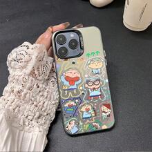 Funda para con diseño plateado láser y patrón de Crayon, compatible con 17, 16, 15, 14, 13, 12, 11, Plus, Pro,, FE, ULTRA y.Carcasa protectora ligera, de alta calidad, con bordes suaves y resistente a golpes.17  17promax - Negro - Ver 2