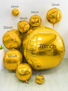 1/2/5个装 22英寸/32英寸/70英寸 金色4D效果铝箔气球，全息圆形铝箔气球，可漂浮，充氦气，适合生日派对、单身派对、订婚、婚礼派对和圣诞礼物