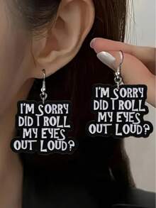 2pcs Funny Women Earrings, Unique "Am I Rolling My Eyes?" Acrylic Earrings, Cute Creative Kawaii Style Jewelry, Distinctive Gift Choice - Multicolor - View 7
