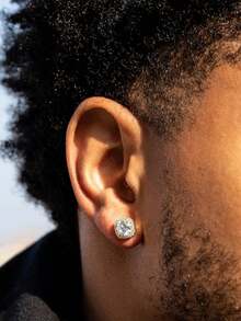 2pcs Bling Bling Square Stud Earrings, Rhinestone Earrings For Men, Fashionable Sparkling Jewelry, Elegant Accessory For Daily Wear And Parties, Valentine's Day Gift - Multicolor - View 7