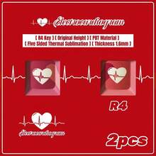 shsosk 2pcs Electrocardiogram R4 Keycaps, OEM Height, PBT Material, 5-Side Dye-Sublimation, Original Theme Keycaps, Couple Keycaps, Mechanical Keyboard Switches, Compatible With 61/64/68/75/84/87/96/98/104/108 Keys Alice Matrix And Other Series - Red - View 5