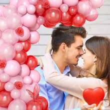 120Pcs Red And Pink Balloon Arch Kit,Pastel Pink And Red Balloon Garland Kit Pearl Pink Party Balloons Latex Balloons For Valentines Day Decorations Birthday Baby Shower Wedding - Multicolor - View 4