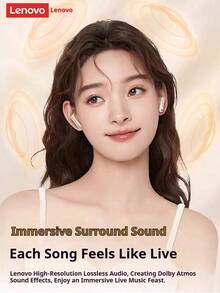 Lenovo TA210 Bluetooth-Kopfhörer: Geräuschunterdrückung, tiefer Bass-Stereoklang, Kopplungsunterstützung, Anruffunktion, bequemer Sitz, separates Mikrofon, lange Akkulaufzeit, geringe Latenz beim Spielen und kabellose In-Ear-Kopfhörer für die Musikwiedergabe.