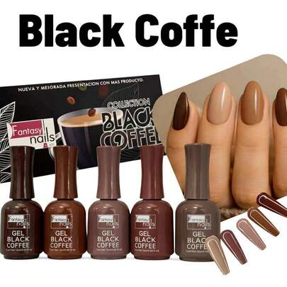 GAMA BLACK COFFE FANTASY NAILS / GEL SEMIPERMANENTE Esmalte para uñas . secado en lampara.
