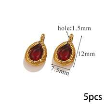 5件套304不锈钢十二生肖18K镀金多色合成水晶水滴吊坠手工项链手链DIY饰品吊坠