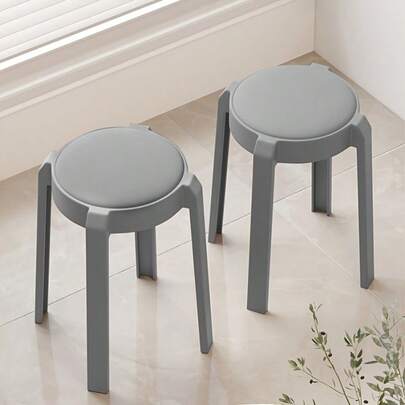 Upholstered Stool Pack Of Two - Double The Comfort And Make Life More Lazy! The Living Room And Bedroom Are As Soft As The Clouds, And You Can Sit For A Long Time!