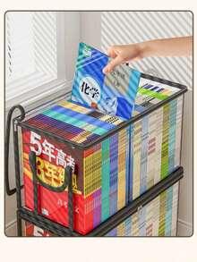 1pc Foldable Transparent PVC Book/Craft/Toy Storage Box, Waterproof And Dustproof, Home Organization Solution - Multicolor - View 3