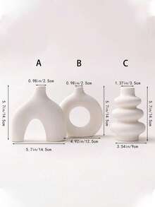 Bohemian Style Minimalist Donut Vase, Round Gourd Shape, Geometric Design, Vase Decor, Suitable For High-End Living Room Entrance, TV Cabinet, Home Decor, Dried Flower Vase, Desktop Ornament - White - View 7