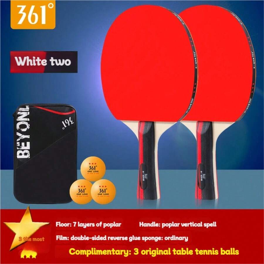 361° Official Table Tennis Racket Set, Professional High Elasticity Paddle Face, Horizontal Cutting, Suitable For Beginners & Children, 2 Rackets - Multicolor - View 1