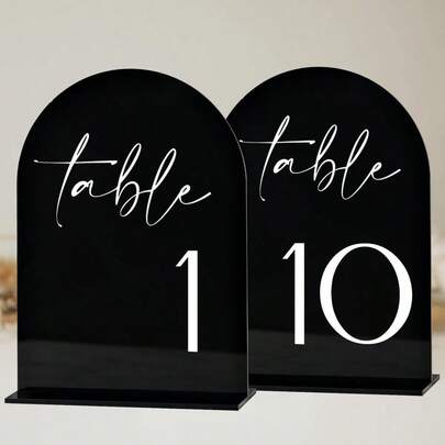 Black Arch Wedding Table Numbers 110 With Stands, 5x7 Arched Acrylic Signs And Holders, Black Arch Table Numbers ...