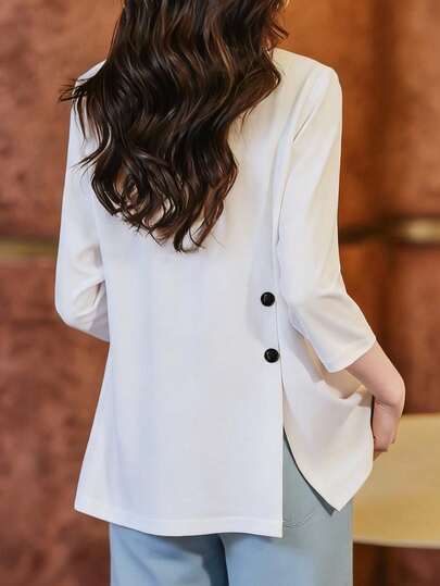 Blazer blanc à manches 3/4 pour femmes, Top de costume casual fin, nouveau design élégant et 2026, pour l'été