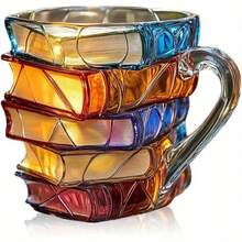 Handcrafted 3D Stacked Books Mug - Ceramic Coffee & Tea Cup With Stacked Book Design, Glossy Finish & Sturdy Handle - Unique Gift For Readers, Writers, Book Lovers - Ideal For Home, Office, Library Use - ABS(A) - 查看 3