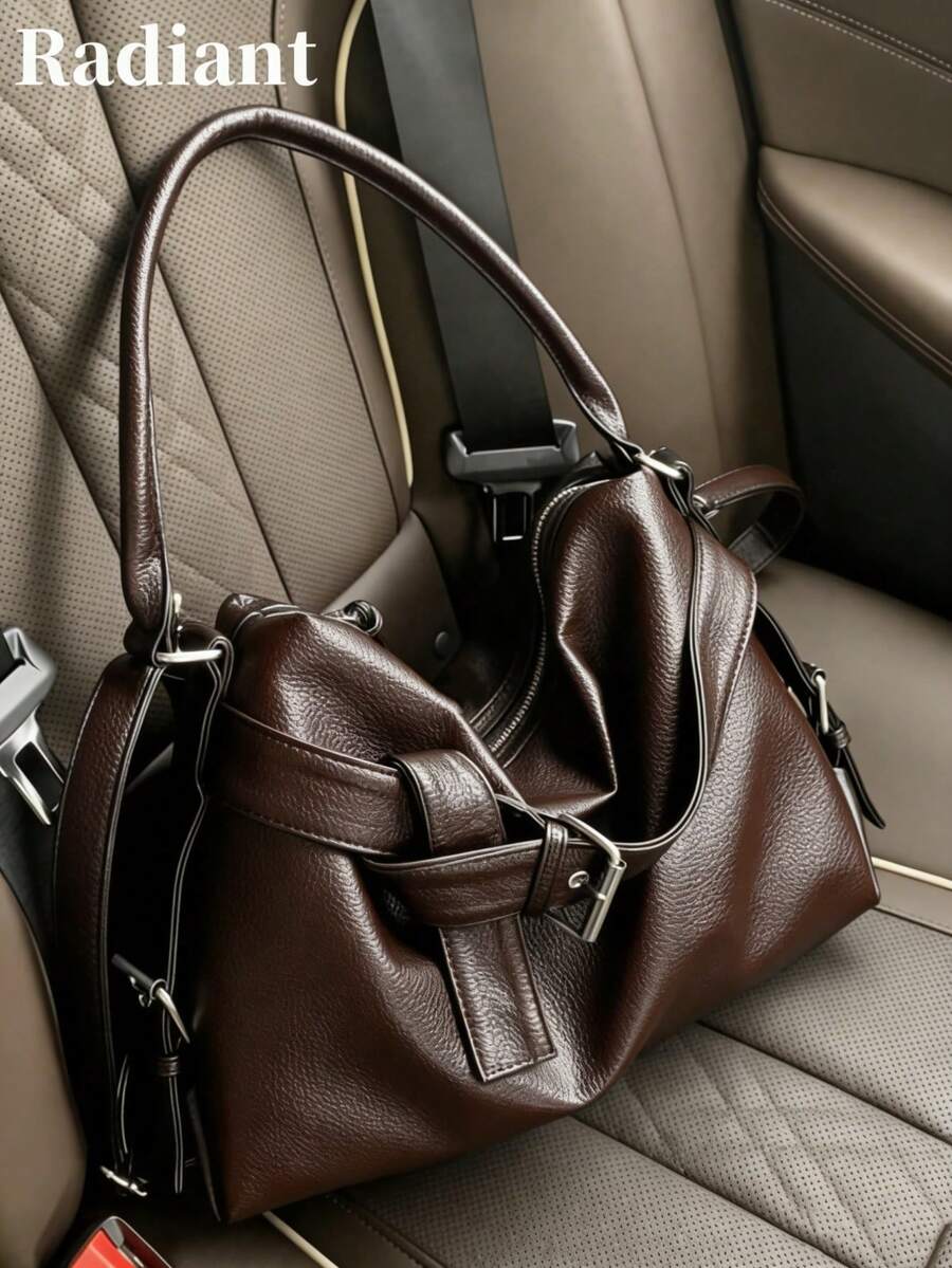 1个复古荔枝纹女士软皮单肩手提包，女士手提包，新款秋冬女士单肩包，最佳秋季手提包，女士休闲手提包