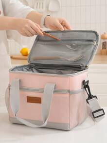 1 pièce Sac isotherme à bandoulière imprimé marguerite/cerise, boîte à lunch isotherme étanche avec doublure en aluminium épais, boîte à lunch réutilisable pour le bureau, le pique-nique, la randonnée, la plage pour les femmes et les adultes, espace de grande capacité pour ranger la nourriture et les boissons à utiliser lors des sorties, idéal pour le travail, l'école, le bureau, le pique-nique, les voyages et le camping