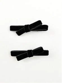 2 piezas Pinzas para el cabello de mujer negras simples con lazo asimétrico, adecuadas para uso diario, citas, viajes, fiestas en la playa, trabajo y atuendos escolares. Lindos accesorios para el cabello para el Día de San Valentín, pinzas de cocodrilo, pasadores, barrettes, accesorios para el cabello para mujeres, accesorios para la cabeza, horquillas, verano, vacaciones - Negro - Ver 1