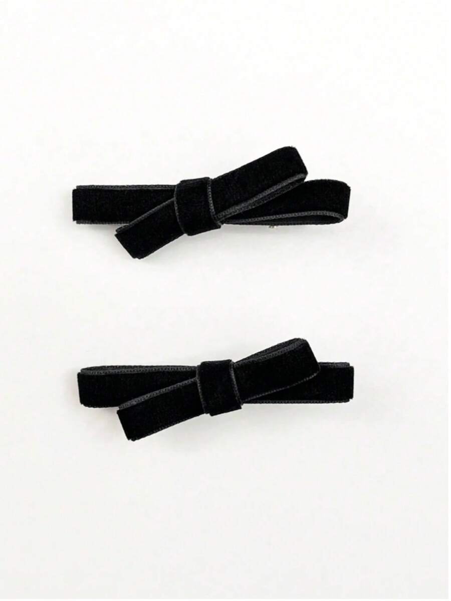 2 piezas Pinzas para el cabello de mujer negras simples con lazo asimétrico, adecuadas para uso diario, citas, viajes, fiestas en la playa, trabajo y atuendos escolares. Lindos accesorios para el cabello para el Día de San Valentín, pinzas de cocodrilo, pasadores, barrettes, accesorios para el cabello para mujeres, accesorios para la cabeza, horquillas, verano, vacaciones - Negro - Ver 1