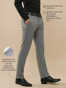 pthirillo Men's Tailored Slim Fit Executive Dress Pants, Smart Casual Style, Oxford Polyester Fabric, Classic Formal, Lightweight And Refined - 淺灰色 - 查看 10