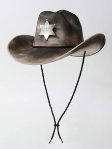 1顶手工时尚个性化渐变字母徽章防风绳宽檐帽，欧美风格西部牛仔帽，时尚简约爵士帽，适合日常佩戴、派对、西部主题活动、聚会、角色扮演、毕业典礼、化装舞会、节日、生日庆典、音乐会等场合。 - 禮帽 - 查看 2