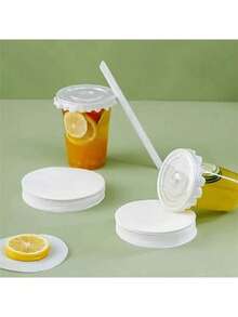 White Leak-Proof Cup Lid Pads - Round, Waterproof And Spill-Proof Paper Pads, Suitable For Beverage Cups, Perfect For Milk Tea, Coffee, Etc. - Multicolor - View 9