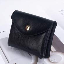 按扣细节包 礼品袋 礼物 女士 女士钱包 迷你钱包 钱包 零钱包 旅行钱包 - 黑色 - 查看 6