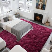 WISH TREE 8x10 Area Rugs For Living Room, Fluffy Shaggy Rug Soft Carpets, Big Rugs For Bedroom Dorm Home Decor Aesthetic Halloween Christmas Decorations And Gifts - Rượu vang đỏ - Xem 5