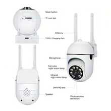 WiFi Security Camera With 360-Degree Rotation, 1080P Resolution, Night Vision, And Remote Access.This High-Definition Indoor/Outdoor Wall-Mountable Camera Is Suitable For Placement In Homes, Courtyards, And Entrances - 白色 - 查看 3