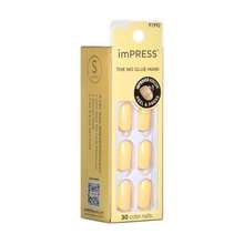 KISS ImPRESS Press-On Manicure Fake Nails, Lemon Zest - Short Length Butter Yellow, Round Shape, Polish-Free Solid Color Mani, Includes Prep Pad, Mini File, Manicure Stick, And 30 Fake Nails - trắng - Xem 5