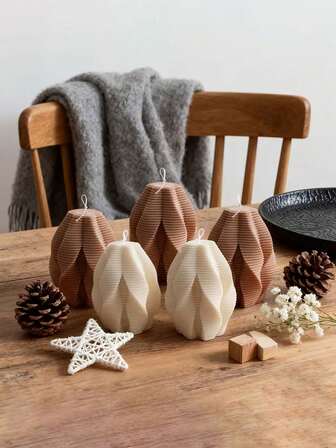 Vela acanalada moderna | Diseño artístico texturizado elegante, apariencia exquisita con funciones decorativas y de fragancia, adecuada para uso doméstico diario o colocación en la entrada/estudio, elevando el ambiente.