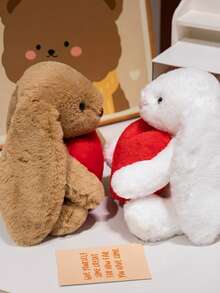 毛绒兔子玩偶，柔软可爱的兔子毛绒玩偶，手捧爱心，适合情人节、周年纪念日、生日等场合，送给女孩、男孩、女朋友的甜蜜礼物 - 彩色 - 查看 7