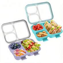 1pc New Bento Box Salad Lunch Box With Transparent Lid, Minimalist Design, 3 Independent Compartment Lunch Tray, Microwave , Multifunctional Portable Meal Box, Surprise Gift Box