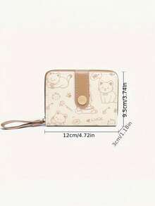女士迷你钱包，可爱猫咪图案，小巧拉链零钱包，带多卡位和腕带 - 轻便易携，可装现金、身份证和硬币，大容量短款钱包，时尚可爱仿皮零钱包，适合日常使用、通勤上班，也是馈赠亲友的理想之选。 - 彩色 - 查看 10
