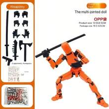 T13 Posable Action Figure Unassembled, Multi-Color Titan 13 Posable Action Figure Set With Laser Sword, 3D Printed T13 Lucky Robot Model Nova 13 Posable Action Figure, T13 Posable Action Figure (DIY Small Gift) - Multicolor - View 6