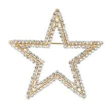 1枚水钻镂空星形胸针，优雅水钻装饰女士百搭配饰别针 - 五角星 - 查看 5