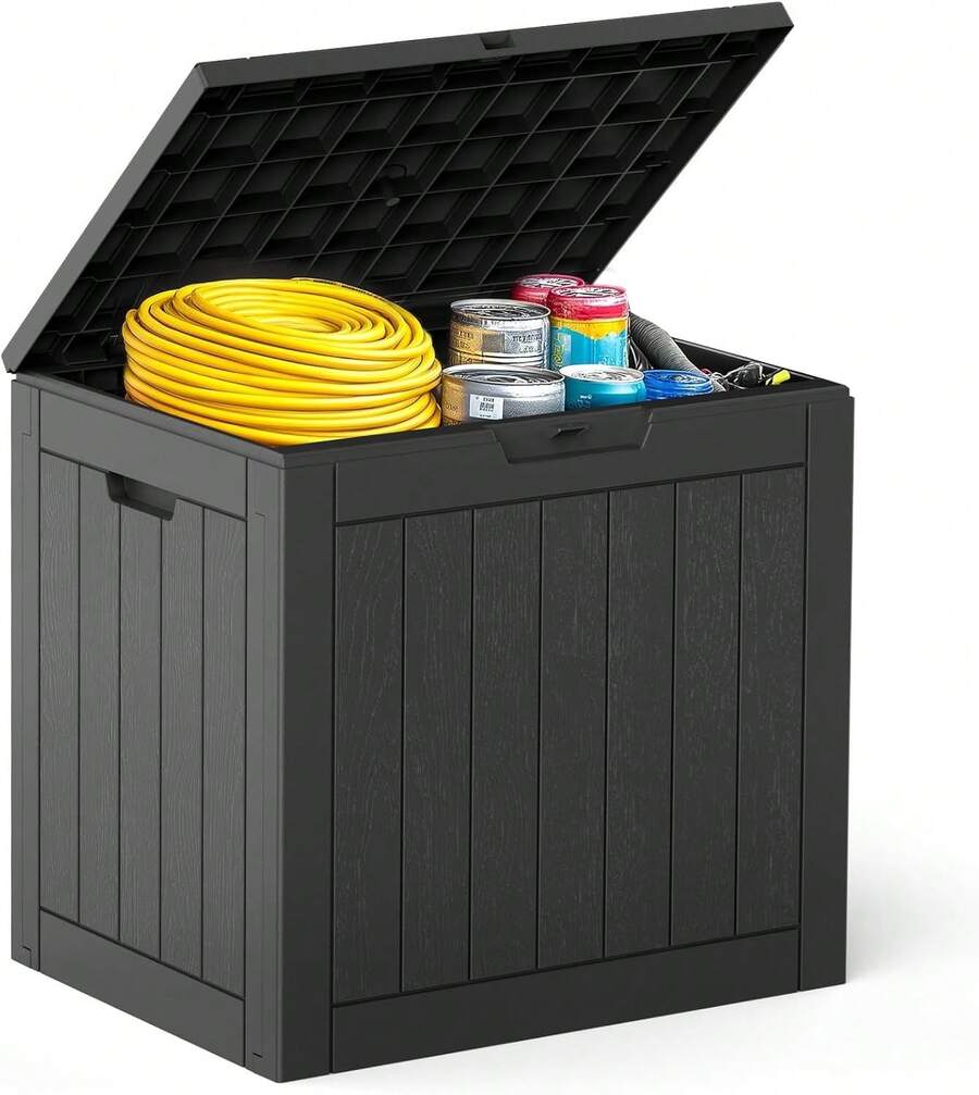 Sweetcrispy Deck Box With 31 Gallon Capacity, Weatherproof Resin Lockable Outdoor Storage For Secure Package Deliveries And Indoor Storage In Garden Or Patio - màu đen - Xem 1