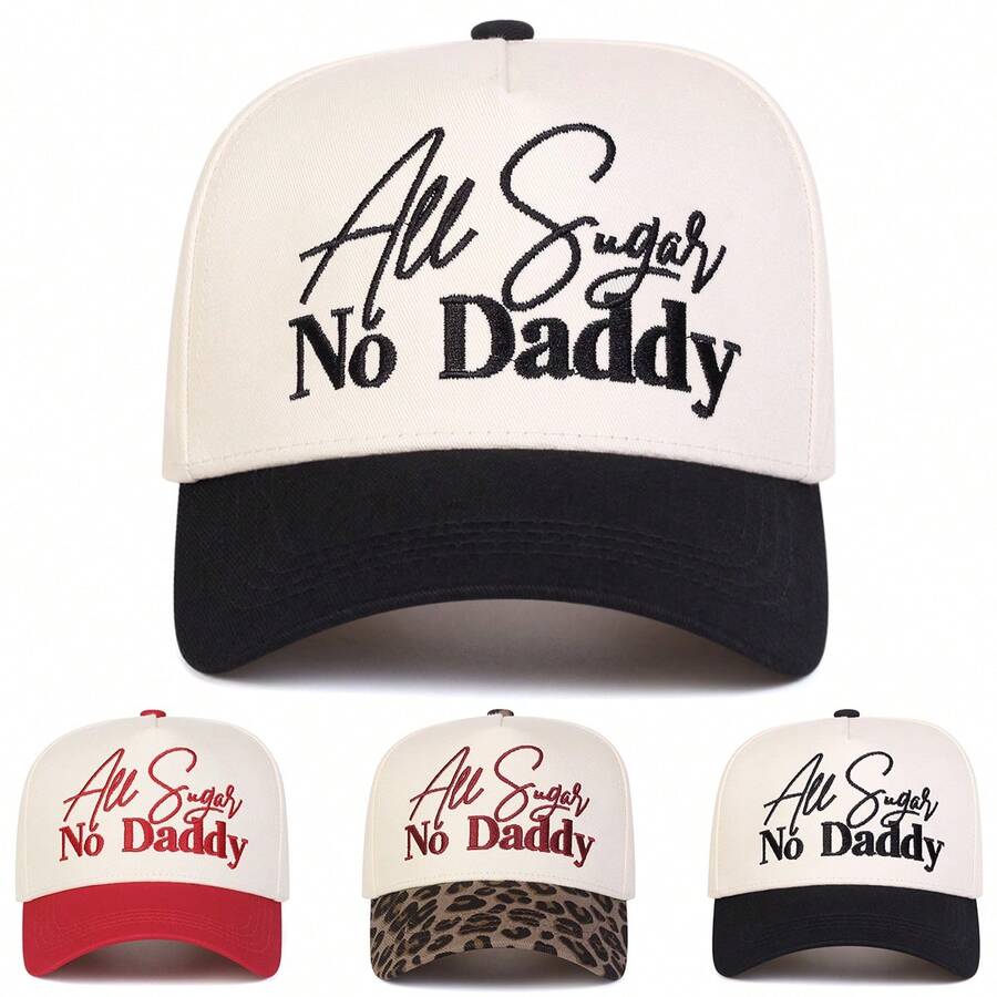 1Piece Men Letter Embroidered Two Tone Five-Panel Baseball Cap Outdoor Adjustable Sunscreen Leisure Hat Spring Autumn Travel Tourism Beach Vacation - Nhiều màu - Xem 1