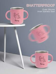 1pc Personalized Customization Name And Pattern Silicone Cup With Detachable Stainless Steel Inner Cup Two-In-One Kids Drinking Cup Children Tableware - Multicolor - View 9