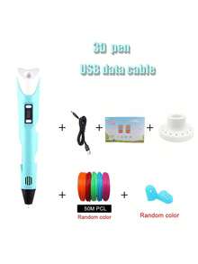 1pc 3D Printing Pen, DIY Drawing Printing Pen, Art Tool, Birthday Gift, Christmas Gift, 9M/25M/50M/100M PLA Refill (Consumables) + Sketchbook + Finger Sleeve + Stand - Blue - View 11