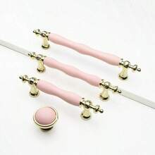 Alças de cerâmica rosa adoráveis e base de liga de zinco - Estilo vintage, perfeito para gavetas de penteadeira, guarda-roupas e armários antigos - Ideal para decoração de casa, alças de armário, alças de porta - Multicolorido - Visão 5