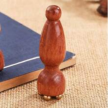 迷你莲花刮痧面部按摩器 - 眼部和面部穴位按摩器，纯黄铜材质，红木手柄，具有抗衰老、放松和护肤功效 - 彩色 - 查看 4