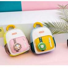 Conjunto Mochila Infantil Leão Menina Menino azul amarelo - azul claro e amarelo - Visão 2
