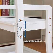 Techigher Kids Study Desk With Chair, Kids Desk And Chair Sets With Open Shelves And Cloth Drawers, L Shape Wooden Children Study Table, Student Writing Table - White - View 7